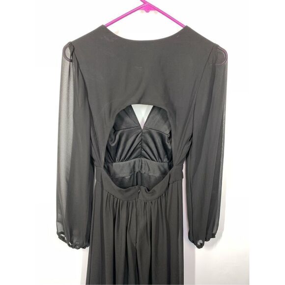 Rubber Ducky Women's Pleated Cutout Back Midi Empire Waist Dress Black Small - Picture 6 of 6